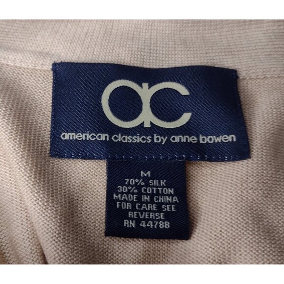 Ann Bowen Silk Blend Open Knit Cardigan Sweater Size M Zip American Classics - Picture 5 of 6